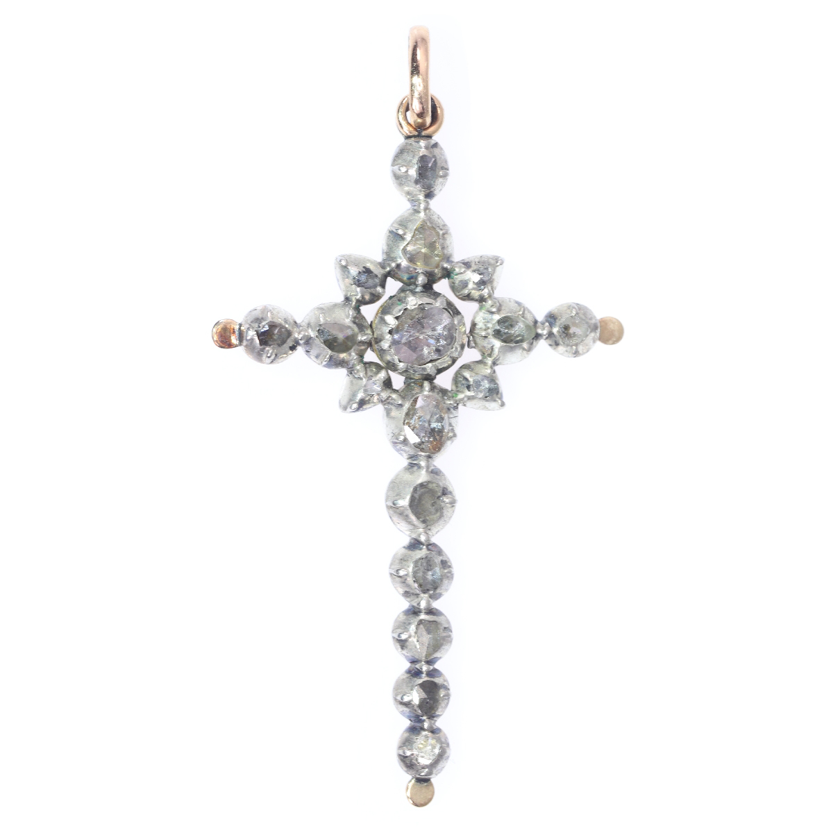 Victorian rose cut diamond cross pendant